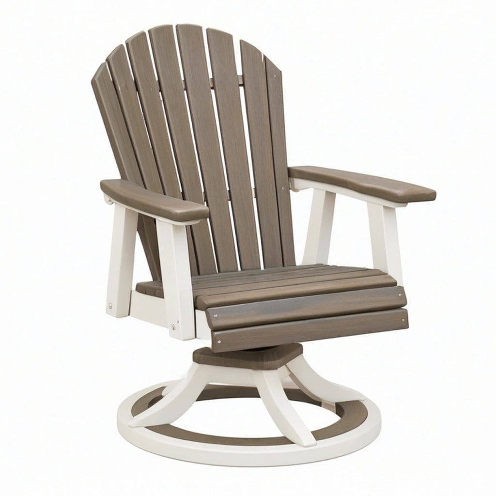 Fotel ogrodowy obrotowy 82 x 72 x 105 cm z tworzywa sztucznego brązowy/biały w stylu Adirondack