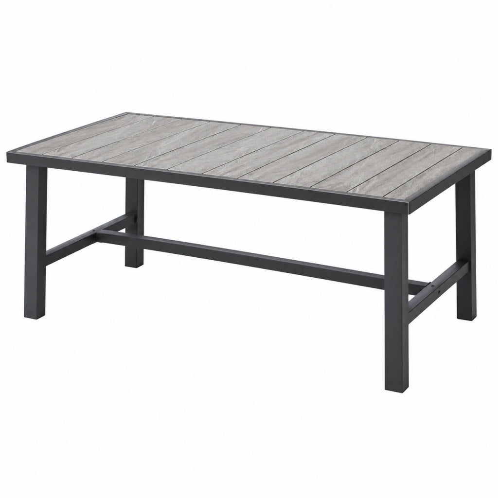 Stół ogrodowy 180 x 90 x 75 cm szaro-czarny z metalową ramą nowoczesny