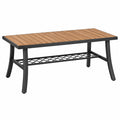 Stolik kawowy ogrodowy 110 x 60 x 45 cm z drewna i metalu brązowo-czarny z półką