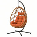 Fotel wiszący 105 x 105 x 200 cm z rattanu brązowy ze stalowym stelażem do ogrodu